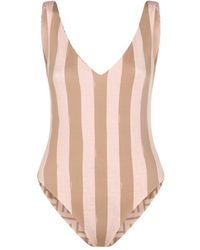 Fendi - V-Neck Striped One-Piece Swimsuit - Lyst