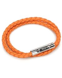Tod's Orange Woven Leather Double Wrap Bracelet