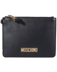 Moschino - Black Leather Clutch - Lyst