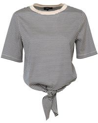 Fay - Front-tied Striped Crewneck T-shirt - Lyst