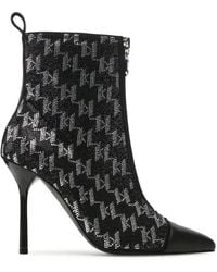 Karl Lagerfeld - Logo Embellished Pointed-toe Boots - Lyst