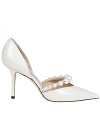 Jimmy Choo - Aurelie 85 Patent Leather Pumps With Applied Pearls - Lyst