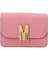 Moschino M Logo Plaque Crossbody Bag - Pink