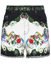 Versace - Baroque-printed Raw-cut Edge Shorts - Lyst
