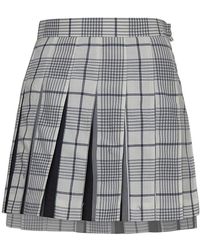 Thom Browne - High-Waist Checked Pleated Skirt - Lyst