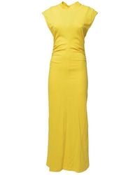 MSGM - Long Cotton Dress With Pleated Details - Lyst