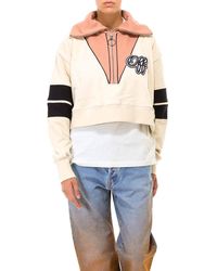 Off-White c/o Virgil Abloh Cropped Paneled Logo Sweater - Blue