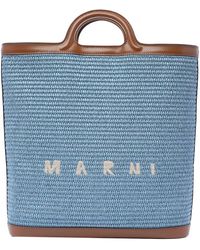 Marni - Logo Embroidered Raffia Tote Bag - Lyst