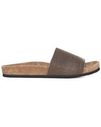 Brunello Cucinelli - Precious Flat Slide Sandals - Lyst