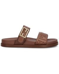Fendi - Feel Ff Embossed Double Band Sandals - Lyst