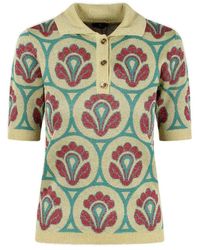 Etro - Floral-jacquard Short-sleeved Knitted Polo Top - Lyst