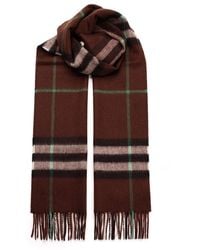 Burberry - Brown Scarf With Check Pattern - Lyst