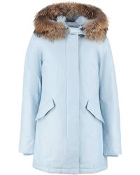 Woolrich Fur-trimmed Hooded Padded Coat - Blue