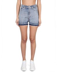 RED Valentino - Red Mid-rise Light-wash Denim Shorts - Lyst