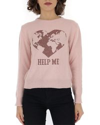 Alberta Ferretti - Pink Slim "help Me" Sweater - Lyst