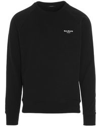 Balmain - Crew-neck Sweatshirt With Flocked Logo - Lyst