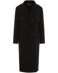 Prada Double Breasted Coat - Black
