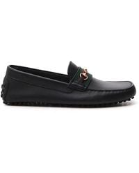 Gucci - Leather Driver Web Loafers - Lyst