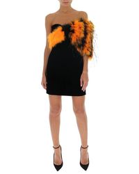 『2年保証』 LAURENT SAINT 品薄/ Chiffon-trimmed ミニドレス Crepe Crystal ワンピース Saint Laurent Mini and short dresses for Women - Up to 80% off
