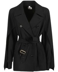 Burberry - Double Breasted Belted-waist Coat - Lyst