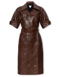 Bottega Veneta - Brown Leather Dress - Lyst