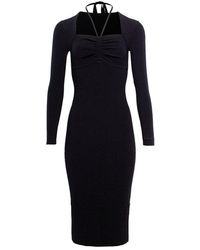 Karl Lagerfeld - Cut-out Halterneck Long Sleeved Knitted Dress - Lyst