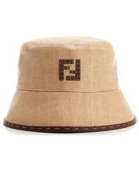 Fendi - Ff Motif Patch Interwoven Bucket Hat - Lyst