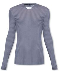 Ferragamo - V-neck Ribbed-knit Stretch Jumper - Lyst