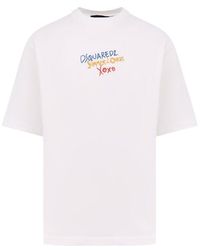 DSquared² - Summer Lovers Cotton T-Shirt With Embroidery - Lyst