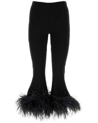 Valentino - Feather-trim Cropped Trousers - Lyst