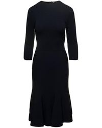 Stella McCartney - Midi Knit Dress With Flare Skirt In Viscose Blend Woman - Lyst