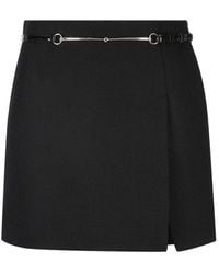 Gucci - Horsebit Front Slit Mini Skirt - Lyst