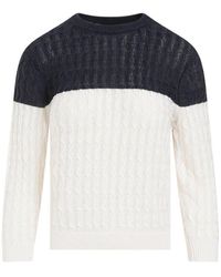 Theory - Colour-block Crewneck Knitted Jumper - Lyst