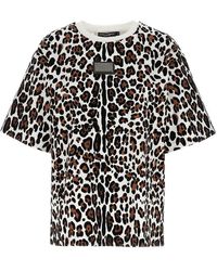Dolce & Gabbana - Animal Print Logo Plaque T-shirt - Lyst