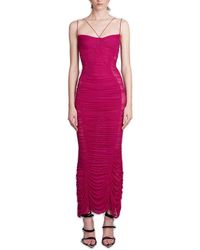 Mugler - Magenta Backless Ruched Mesh Gown - Lyst