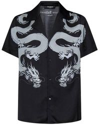 Balmain - Dragon Printed Short-sleeved Satin Shirt - Lyst