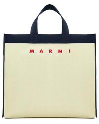 Marni - Logo Canvas Large Tote Bag - Lyst