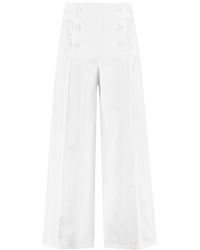 Boutique Moschino Buttoned Denim Culotte Pants - White