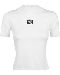 Alexander Wang Logo Patch Mock Neck Knitted Top - White