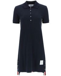 Thom Browne Rwb Striped Polo Dress - Blue