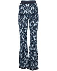 Paco Rabanne High-rise Jacquard-print Flared Trousers - Blue
