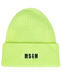 Mens Hats MSGM Hats Save 27% MSGM Wool Beanie Hat With Logo in Black for Men 
