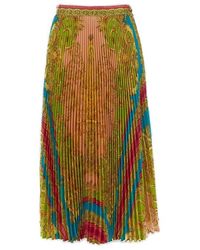 Versace Barocco Goddess High Waist Pleated Midi Skirt - Multicolour