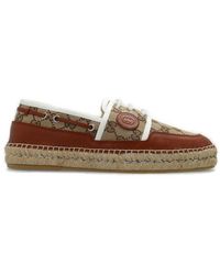 Gucci - Allover Logo Printed Lace-up Espadrilles - Lyst