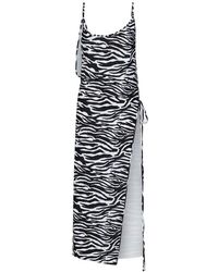 The Attico - Zebra Print Spaghetti Strap Beach Dress - Lyst