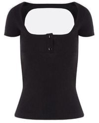 Courreges - Logo Embroidered Stretched Knit Top - Lyst