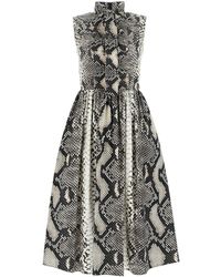 Prada Printed Sleeveless Pussy Bow Dress - Multicolor