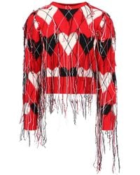 Charles Jeffrey - Guddle Fringed Intarsia-knit Crewneck Jumper - Lyst