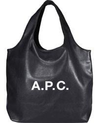 A.P.C. - Logo Printed Top Handle Bag - Lyst