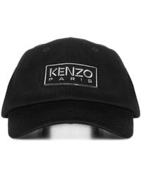 KENZO Logo Cotton Baseball Hat - Black